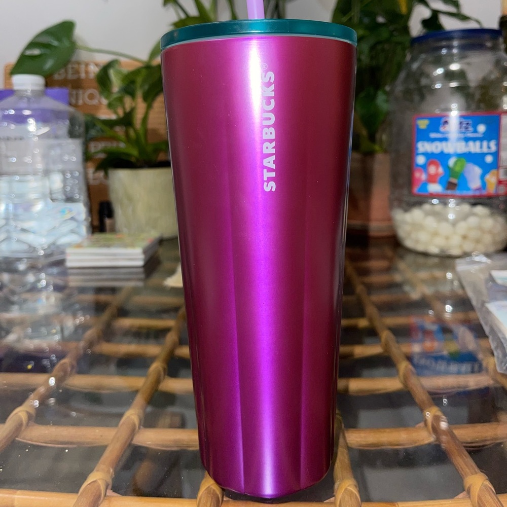Starbucks 2022 Purple 24oz Steel Tumbler Teal Green Lid Valentine’s Spring NEW